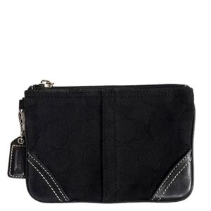 🆕 Vintage Y2K Hampton Black on Black Signature Small Canvas Leather Wristlet